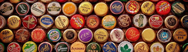 Collection of Beer Bottle Caps — Brown, Neutral