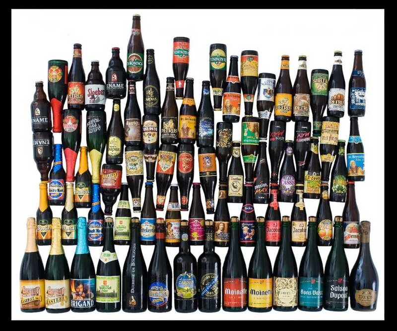 Collection of Belgian beer bottles