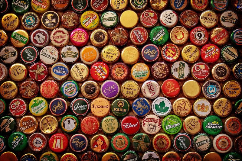 collection of colorful beer caps