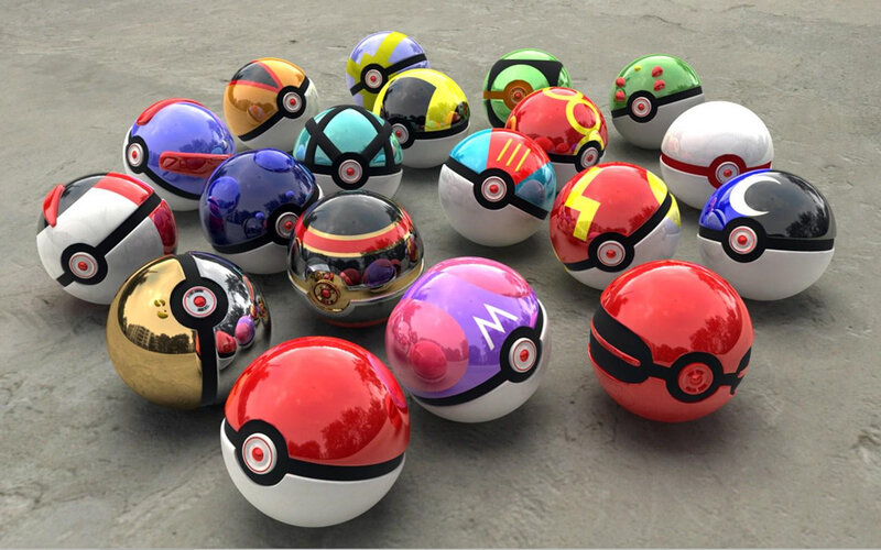 collection of colorful pokeballs