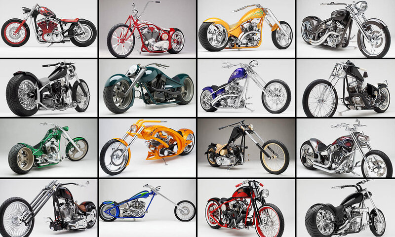 Collection of custom chopper motorcycles