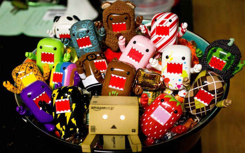collection of domo-kun figures
