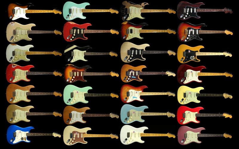 Collection of electric guitars