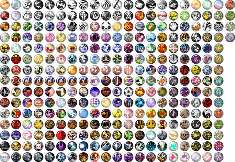 Collection of game emblems and icons