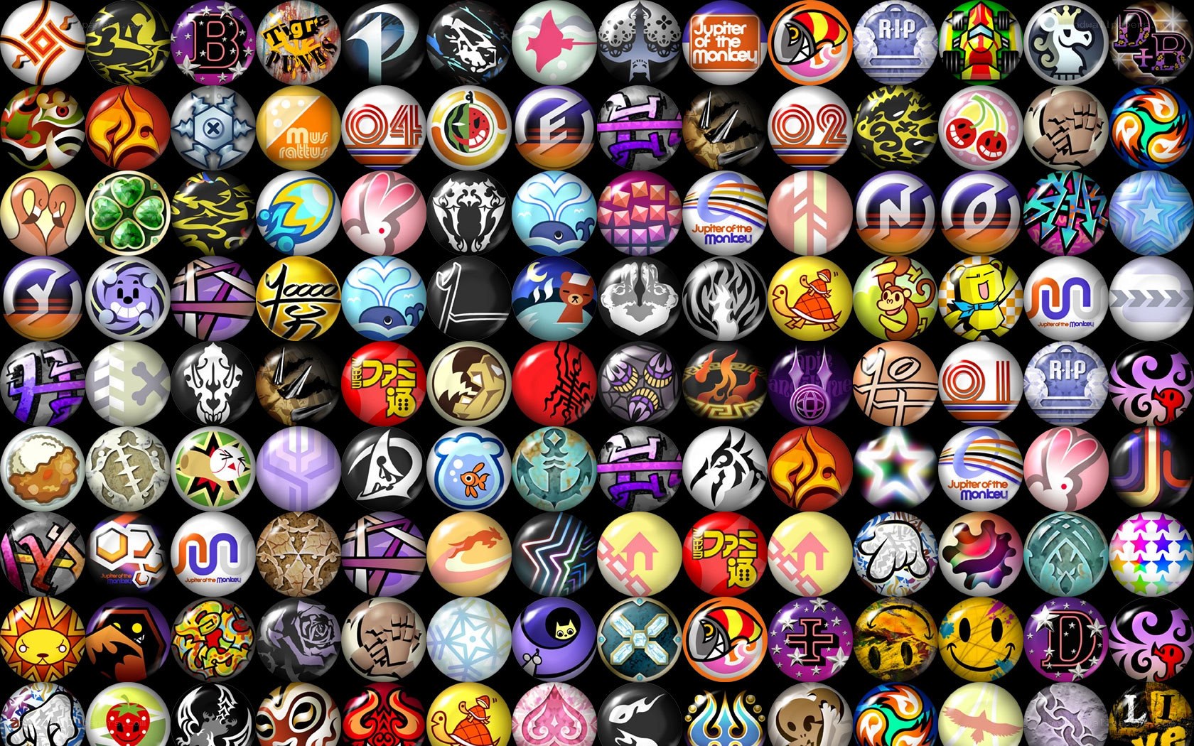 Collection of game emblems