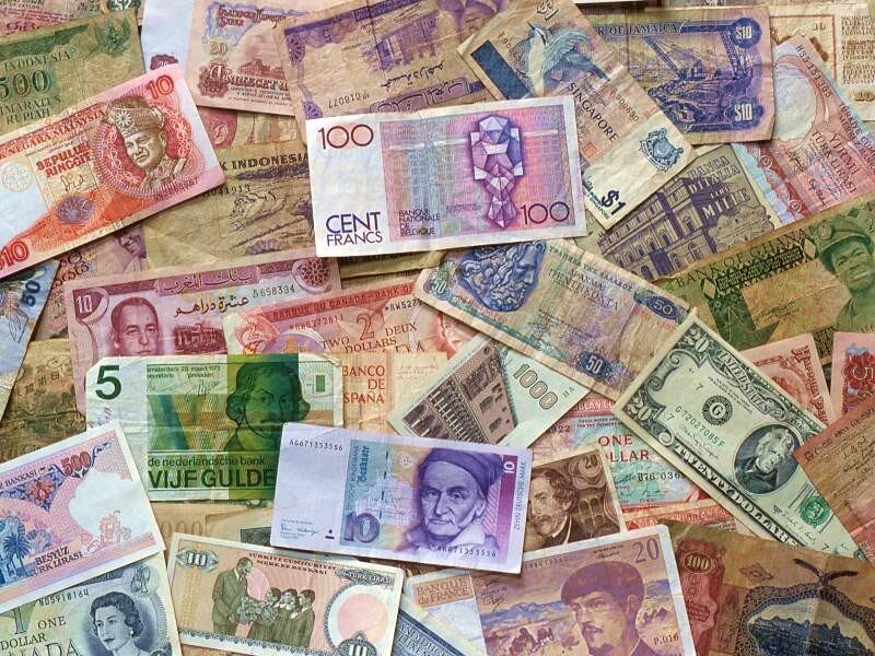 collection of international banknotes