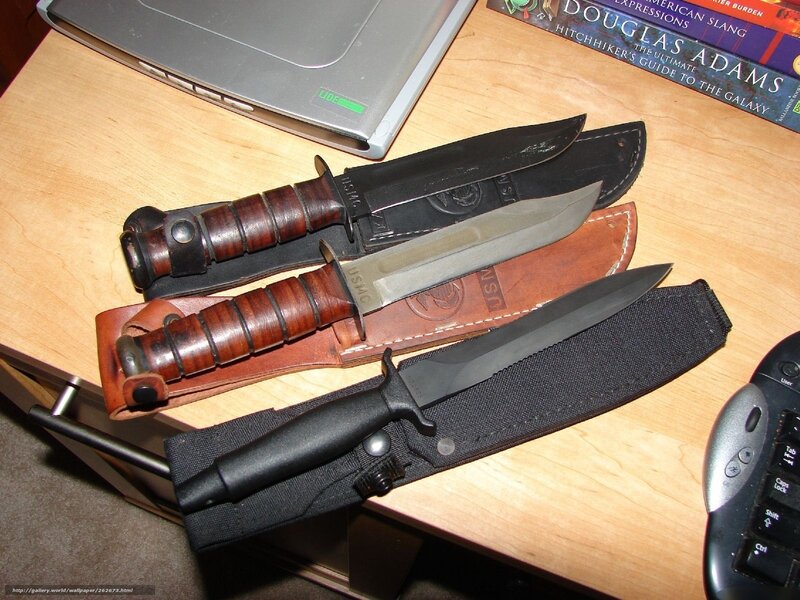 collection of military knives