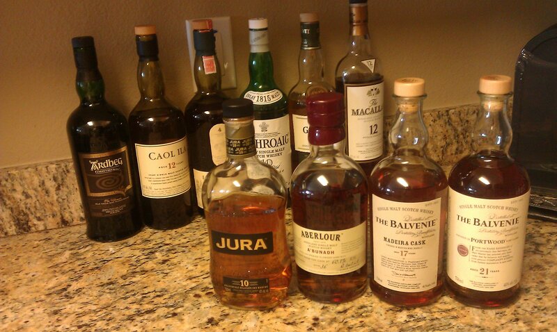collection of scotch whisky bottles