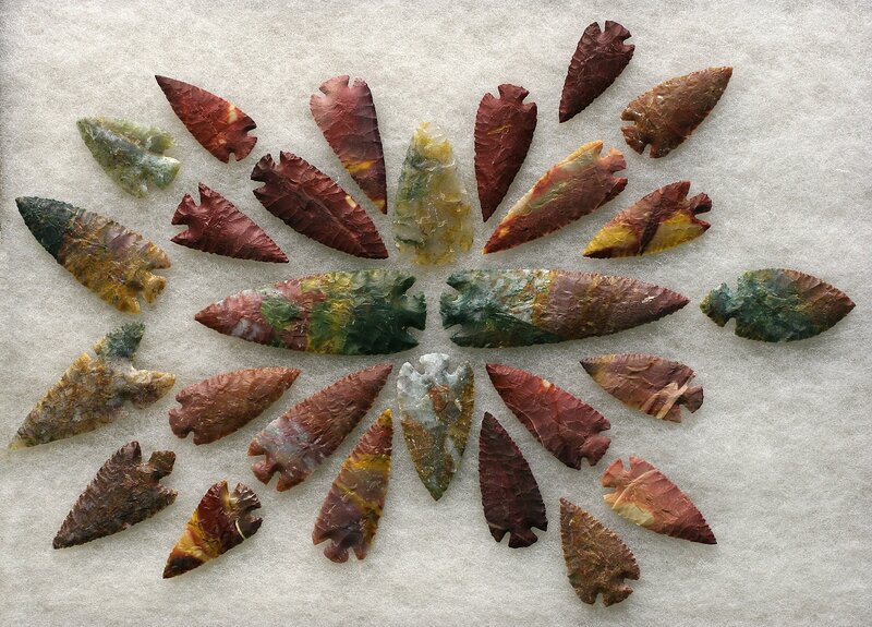 Collection of stone arrowheads