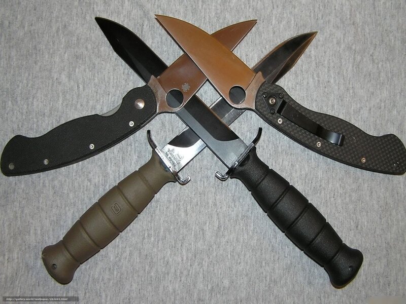 collection of tactical knives