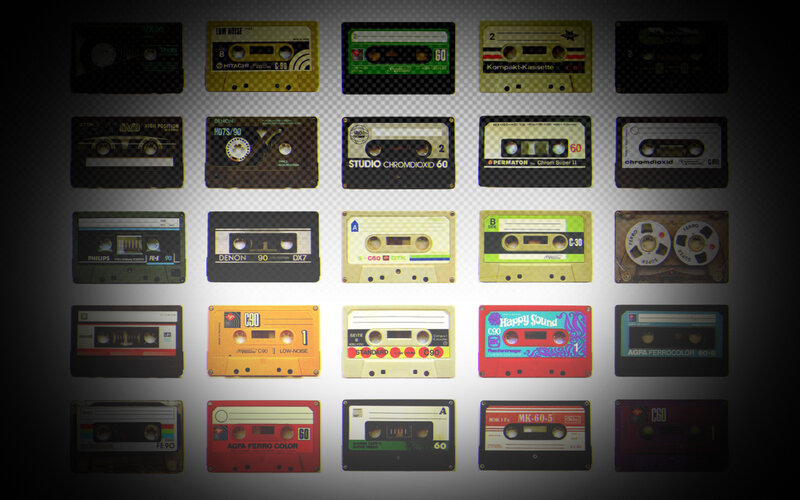 collection of vintage audio cassettes