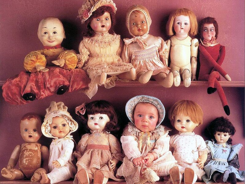 collection of vintage dolls