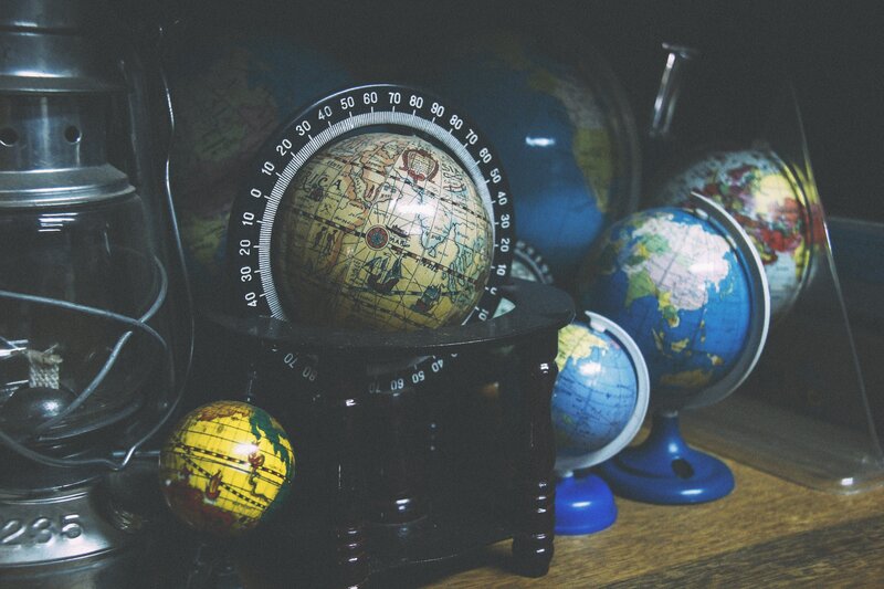 collection of vintage globes