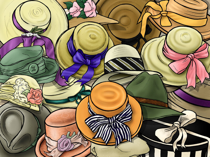 collection of vintage hats