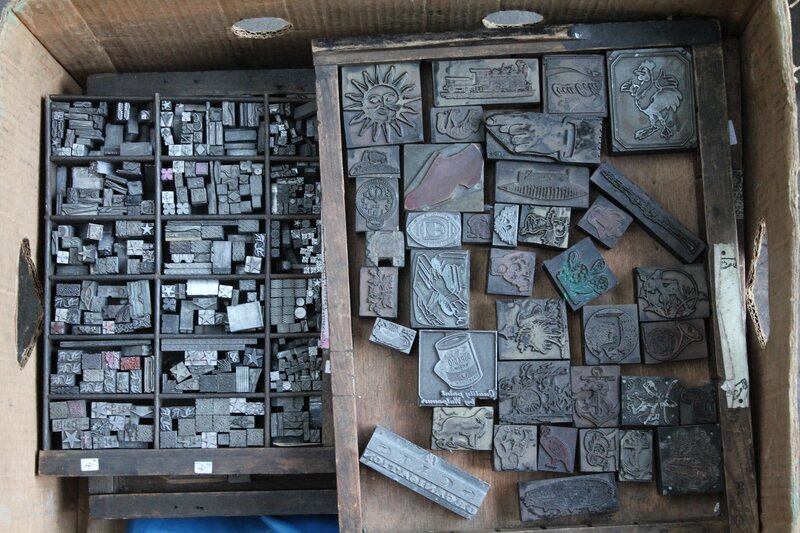 collection of vintage printing blocks