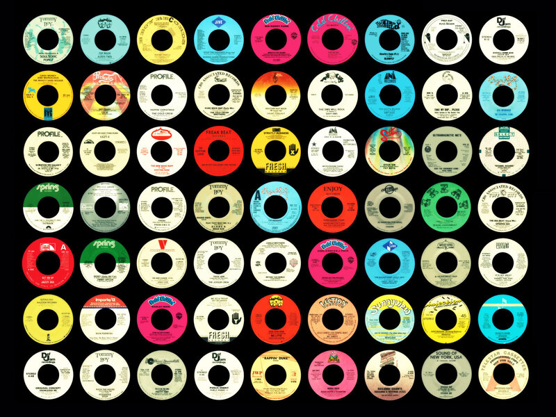 Collection of vintage record labels