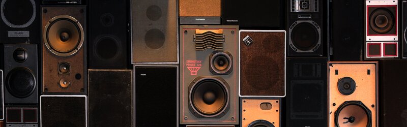 collection of vintage speakers