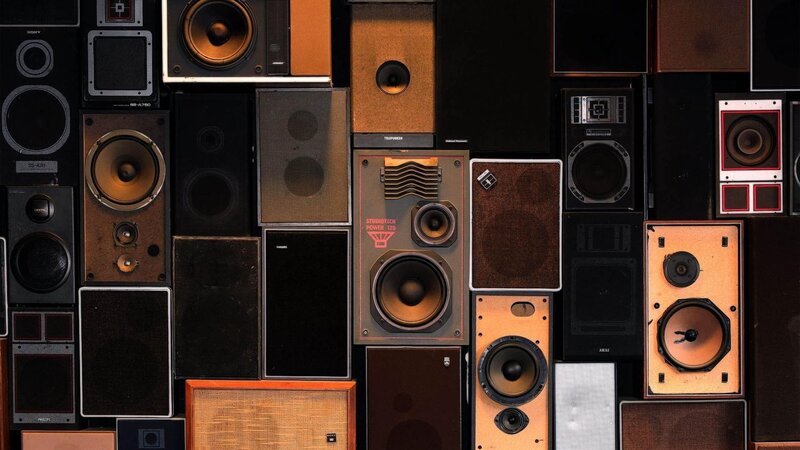 Collection of Vintage Speakers — Brown, Nostalgic, Photograph