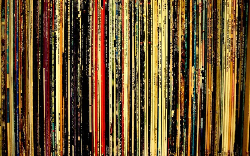 collection of vinyl record sleeves