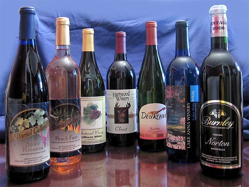 collection of Virginia wines