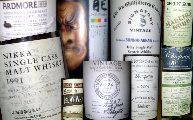 collection of whisky bottles