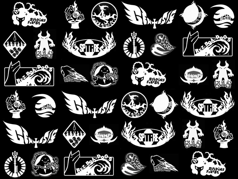 Collection of white logos on black