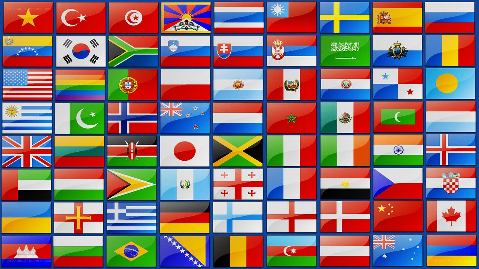 collection of world flags