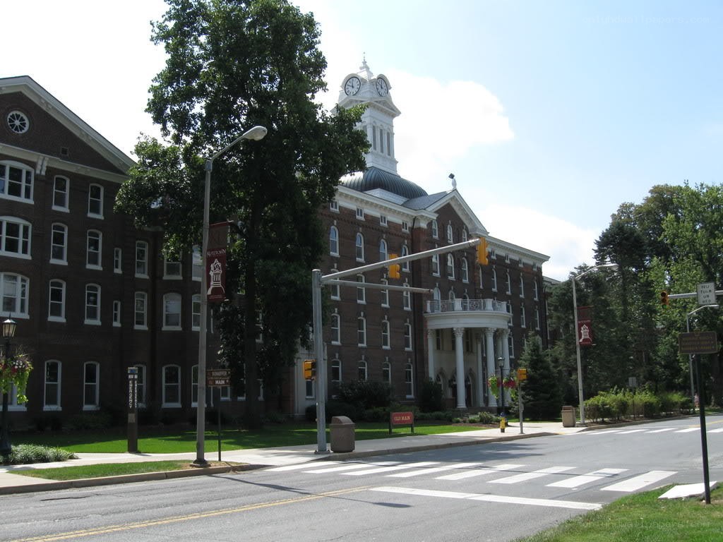 College campus with clock tower