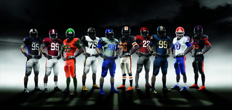 college football uniforms lineup