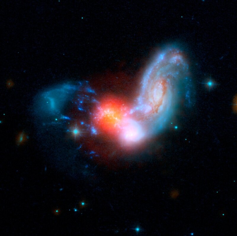 Colliding Galaxies — Red