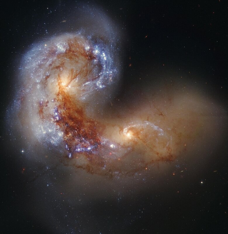 Colliding Galaxies — White, Dramatic, Photograph, Stars, Nebulae, Space