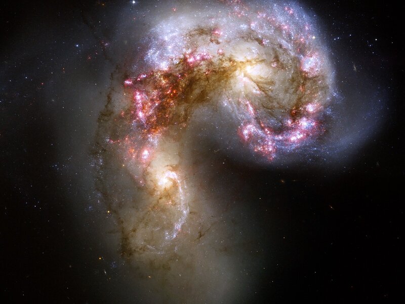 Colliding Galaxies — White, Dramatic