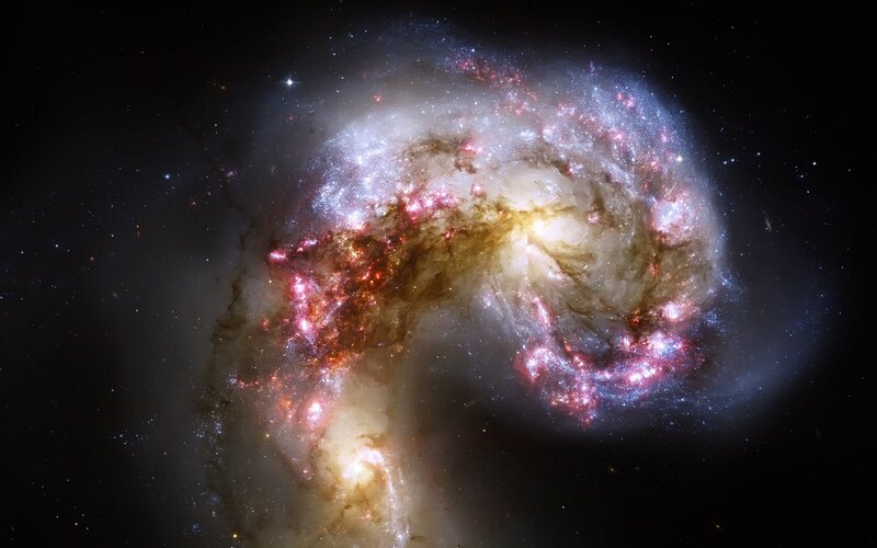 Colliding Galaxies — White