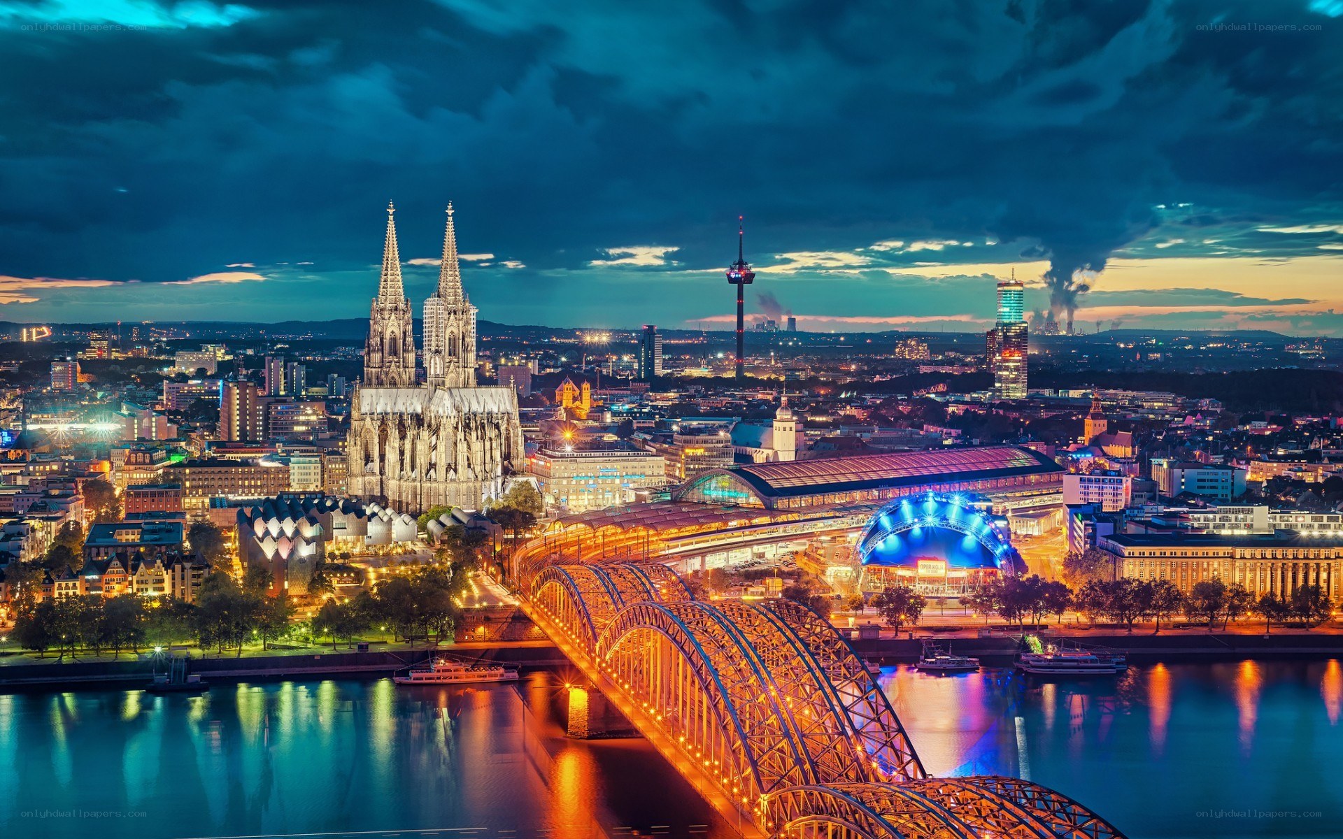 Cologne at night skyline