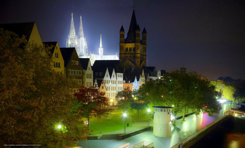 Cologne at night with cathedral