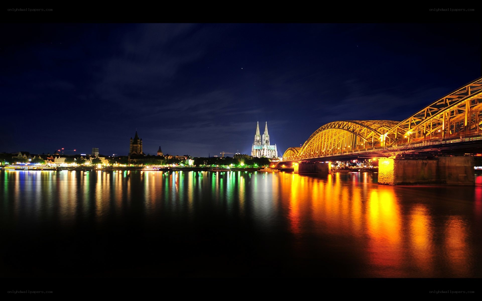 Cologne at night with cathedral