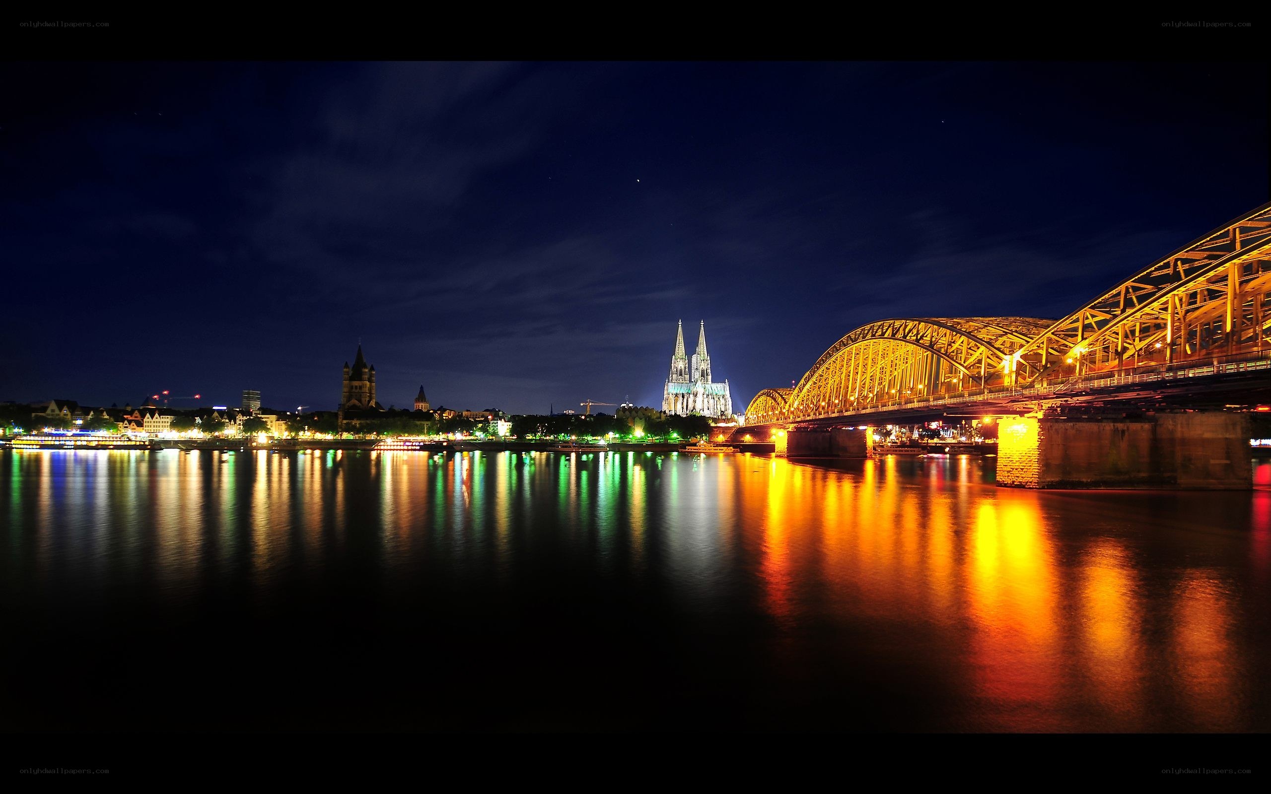 Cologne at night with cathedral
