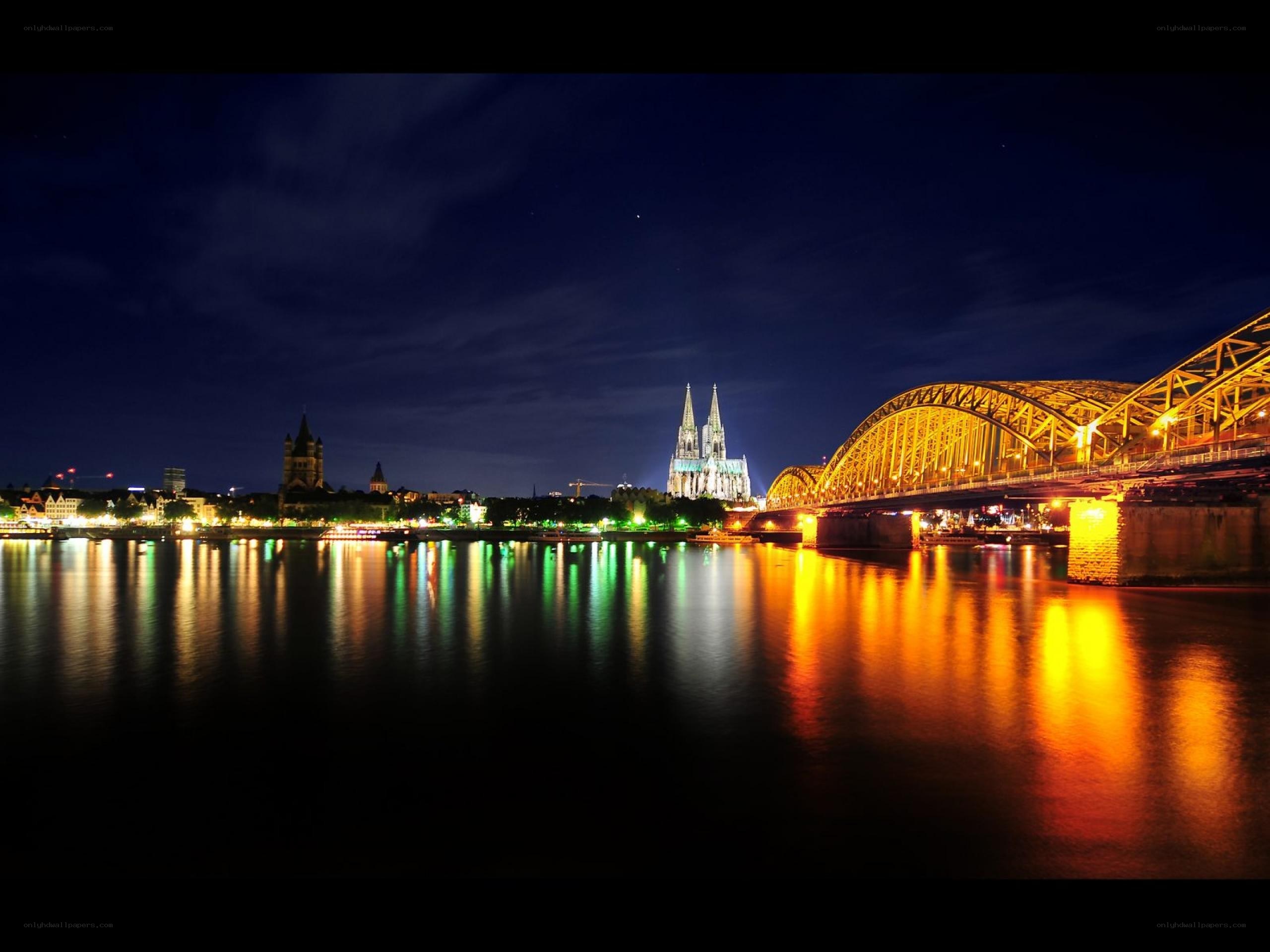 Cologne at night with cathedral
