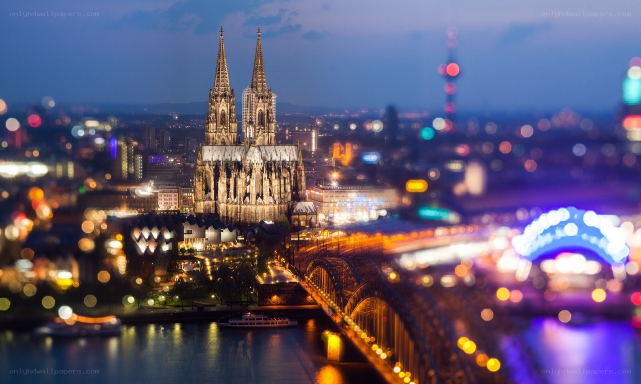 Cologne at night with cathedral