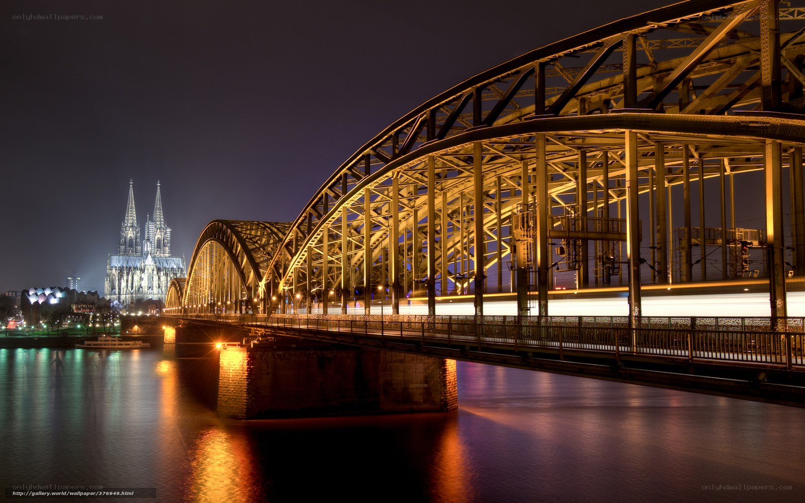 Cologne at night with cathedral