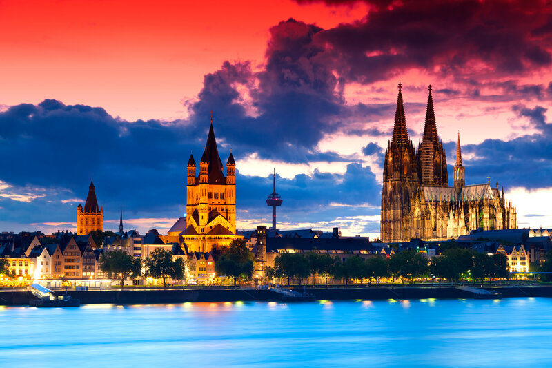 Cologne Cathedral at Dusk — Red, Dramatic, Sunset