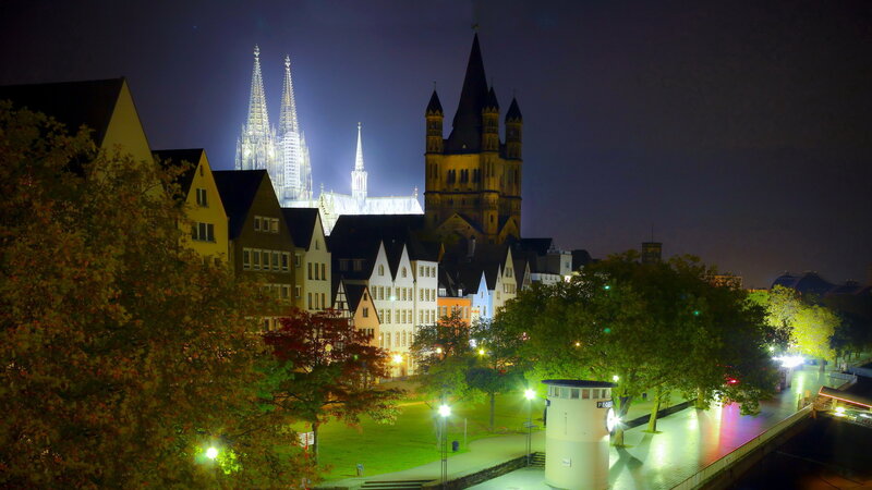 Cologne Cathedral at Night — Black, Serene