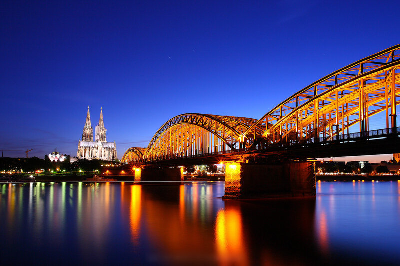 Cologne Cathedral at Night — Blue, Serene, Photograph