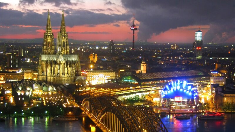 Cologne Cathedral at Night — Purple, Dramatic