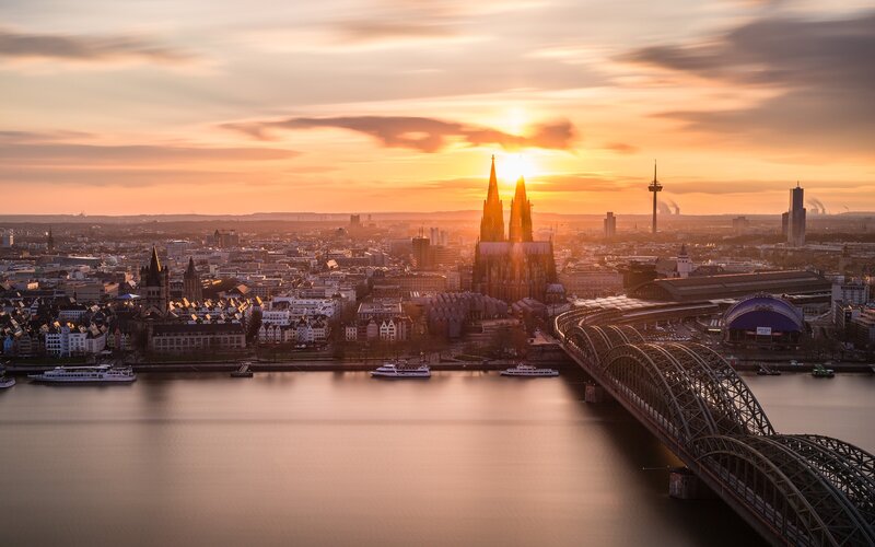 Cologne Cathedral at Sunset — Orange, Serene