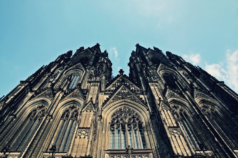 Cologne Cathedral Facade — Blue, Dramatic