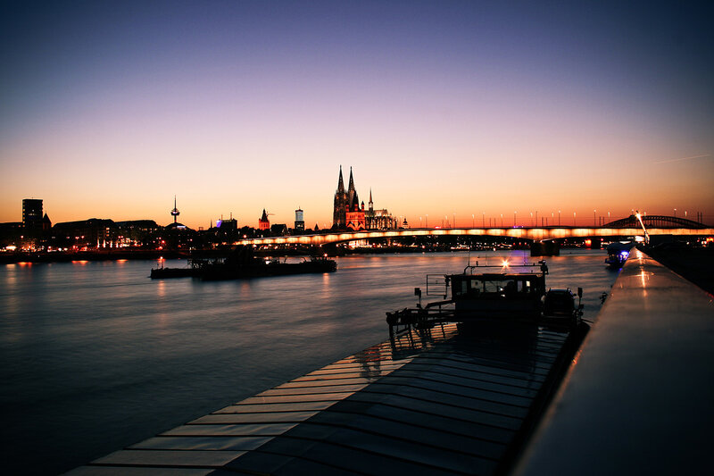 Cologne Skyline at Dusk — Purple