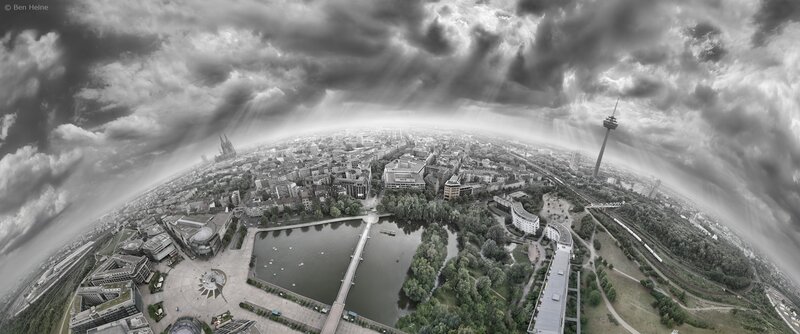 Cologne skyline under dramatic sky