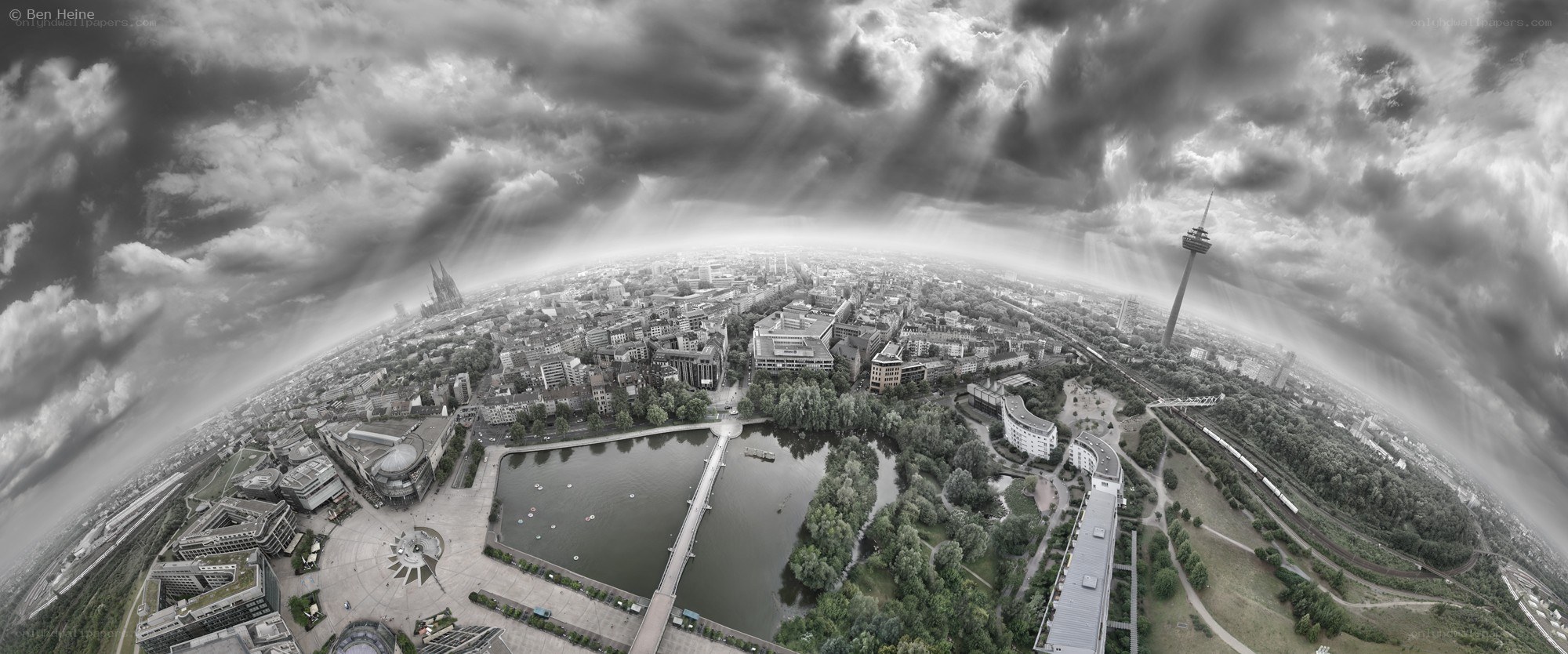 Cologne skyline under dramatic sky