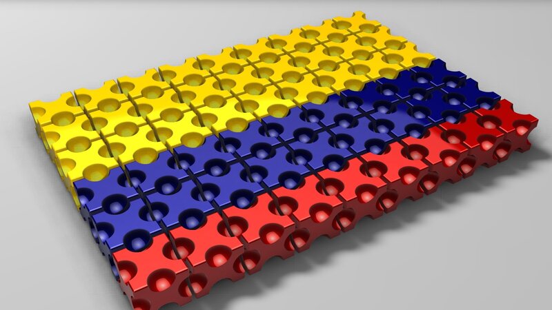 Colombian flag made of puzzle pieces